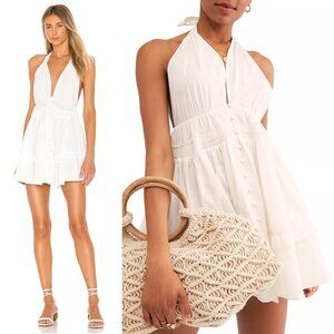Free People Sail Away White Tunic Top Mini Halter Dress Sz Medium